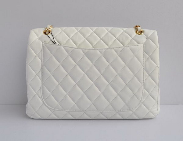 7A Replica Chanel Maxi White Lambskin Leather with Golden Hardware Flap Bag